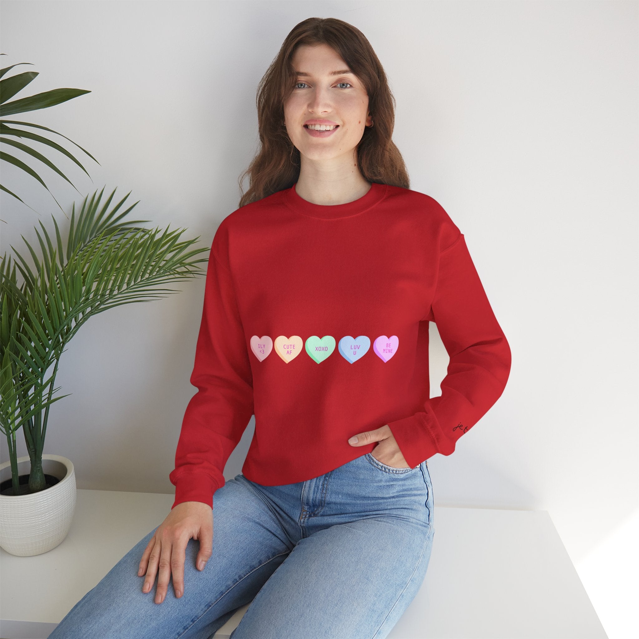 Pastel Conversation Hearts Crewneck Sweatshirt