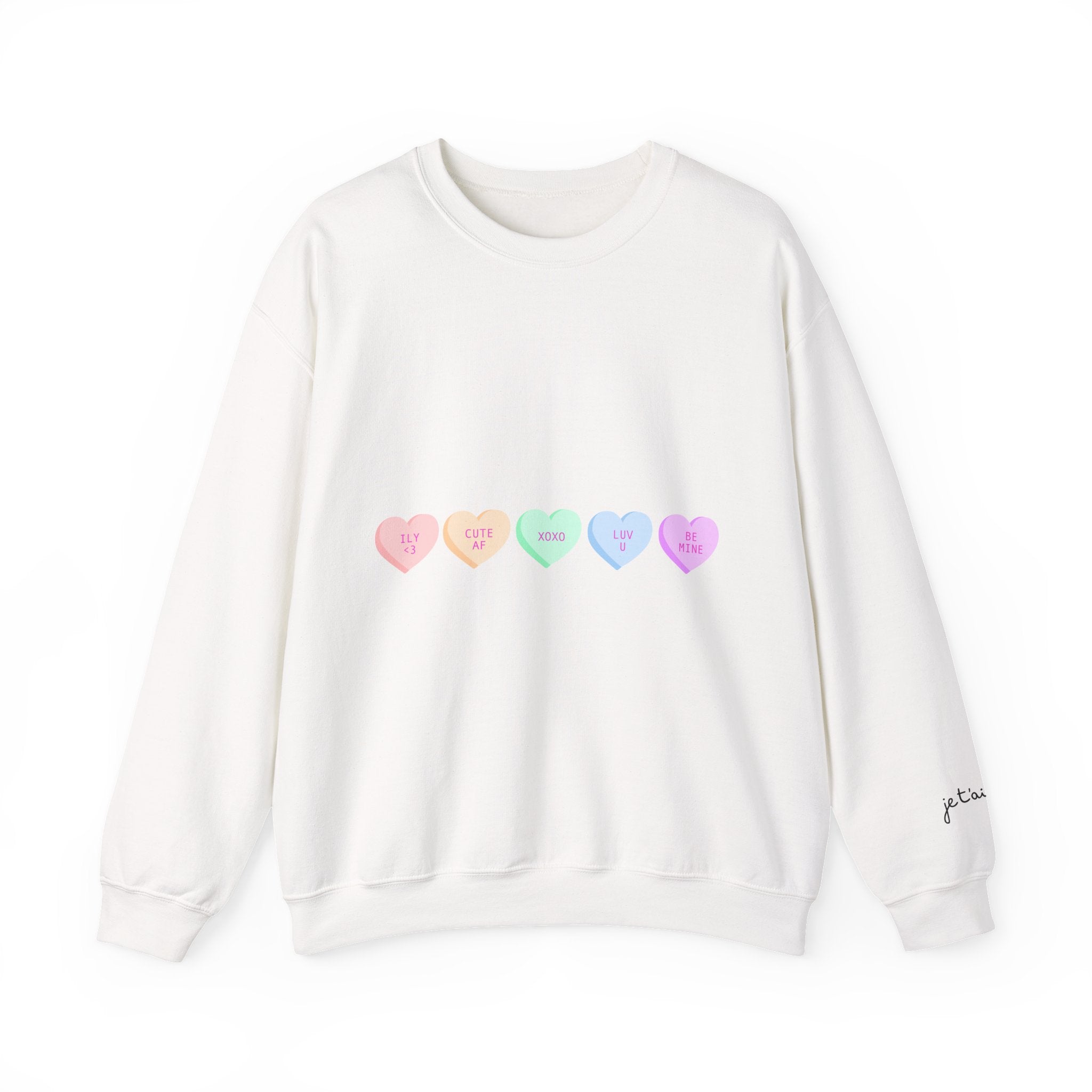 Pastel Conversation Hearts Crewneck Sweatshirt