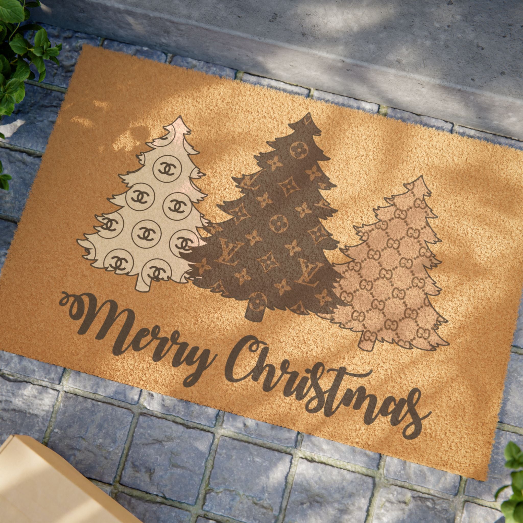 Christmas Tree Doormat – 'Merry Christmas' Holiday Coir Welcome Mat
