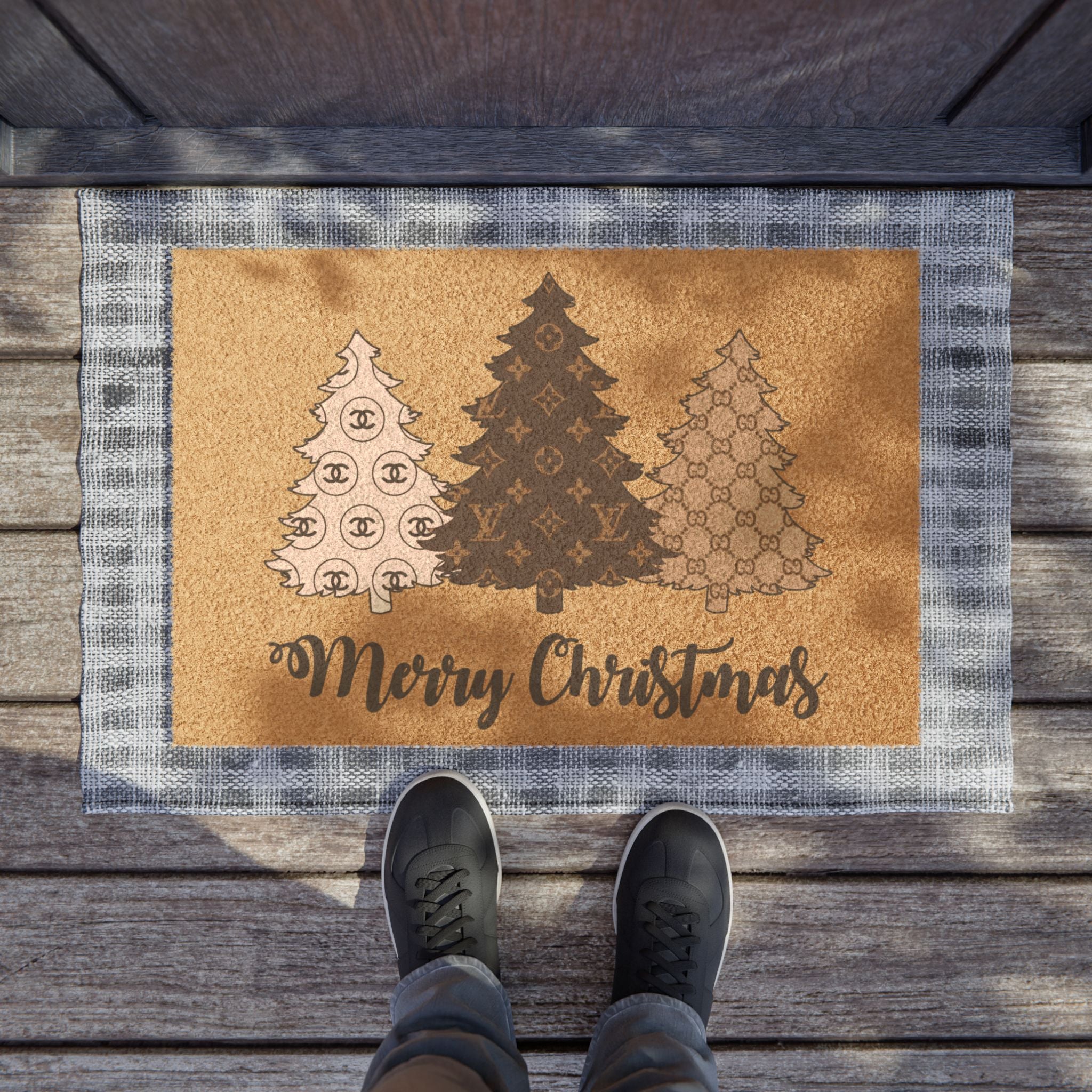 Christmas Tree Doormat – 'Merry Christmas' Holiday Coir Welcome Mat