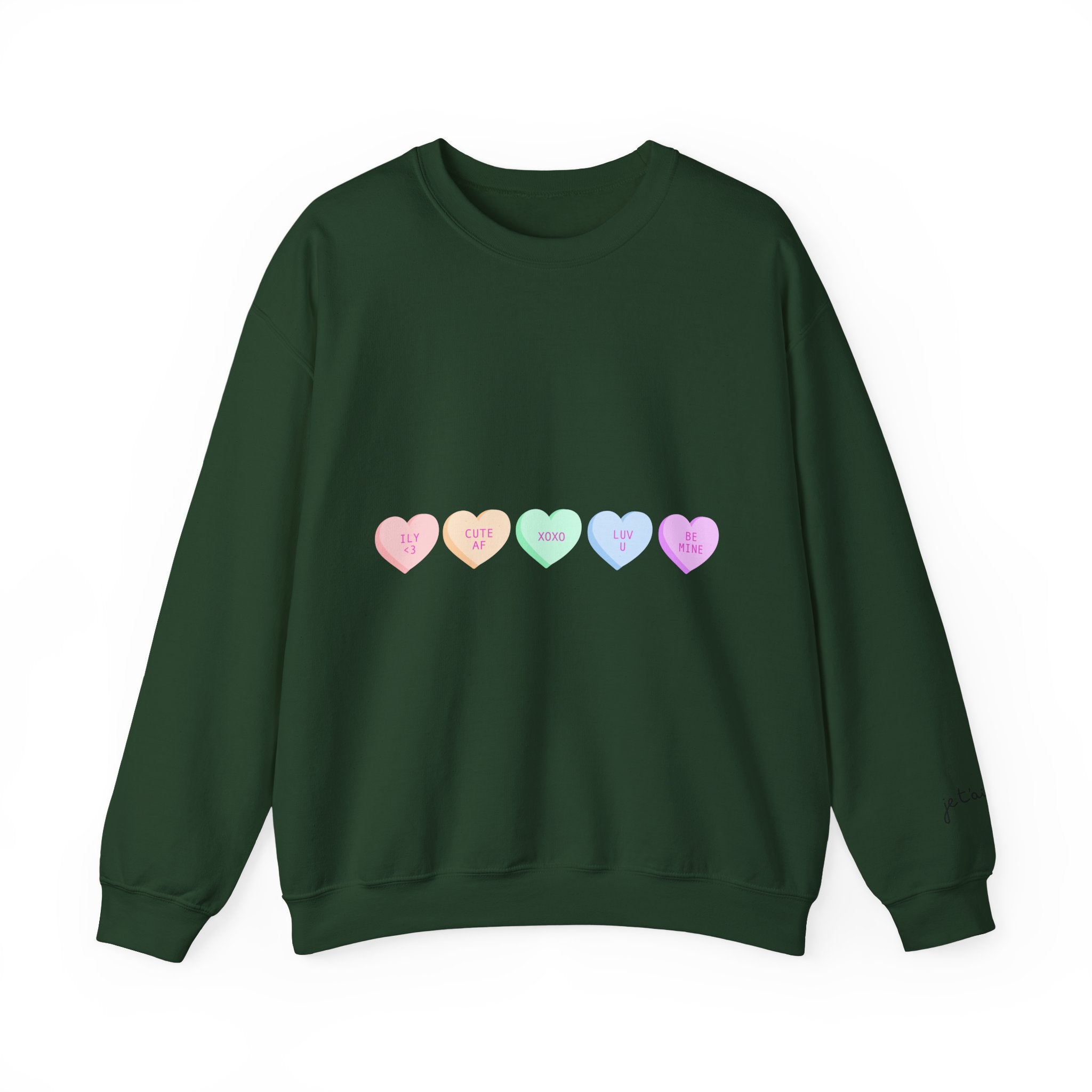Pastel Conversation Hearts Crewneck Sweatshirt