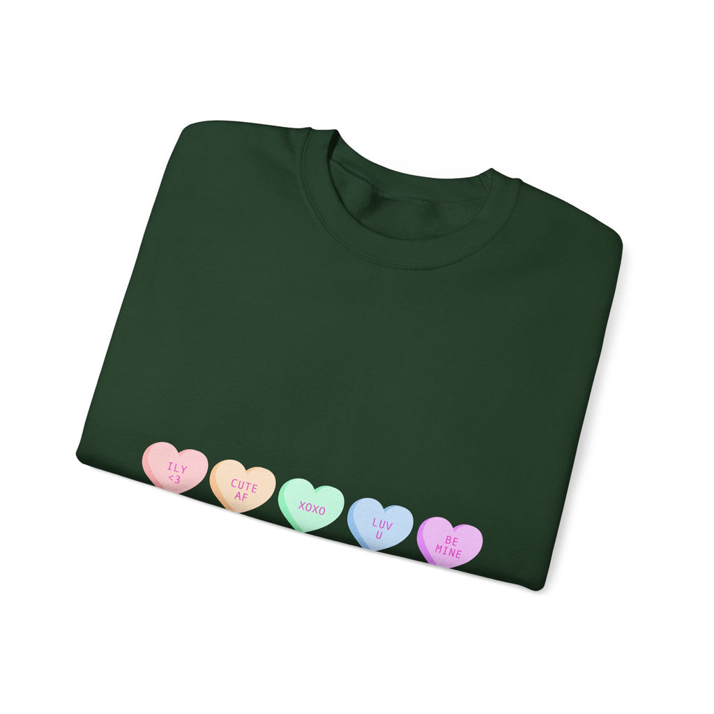 Pastel Conversation Hearts Crewneck Sweatshirt