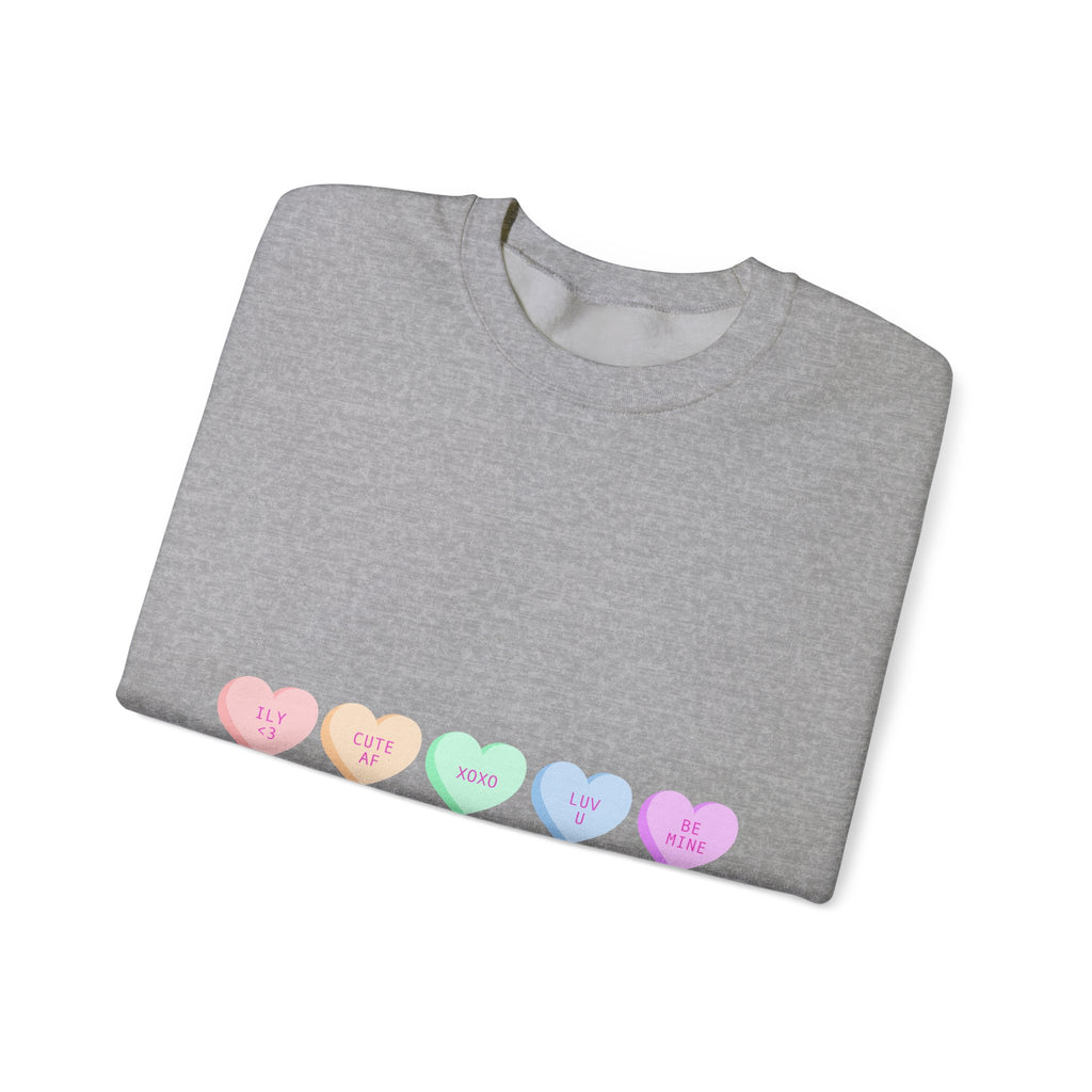 Pastel Conversation Hearts Crewneck Sweatshirt