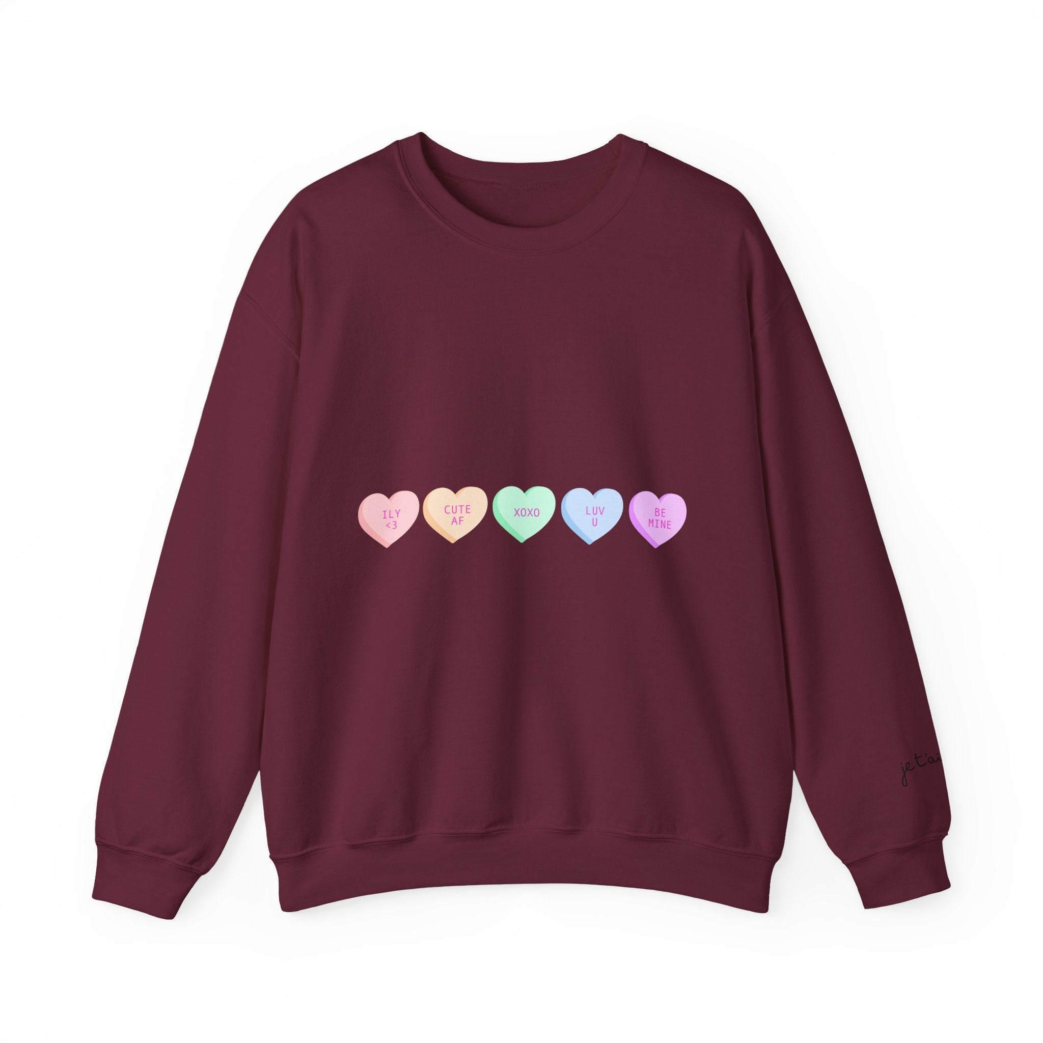Pastel Conversation Hearts Crewneck Sweatshirt