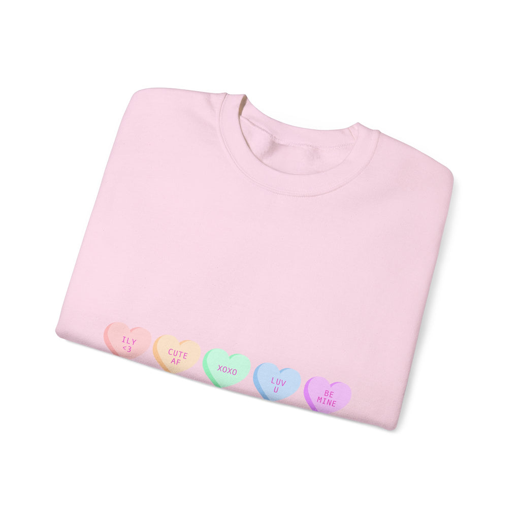 Pastel Conversation Hearts Crewneck Sweatshirt