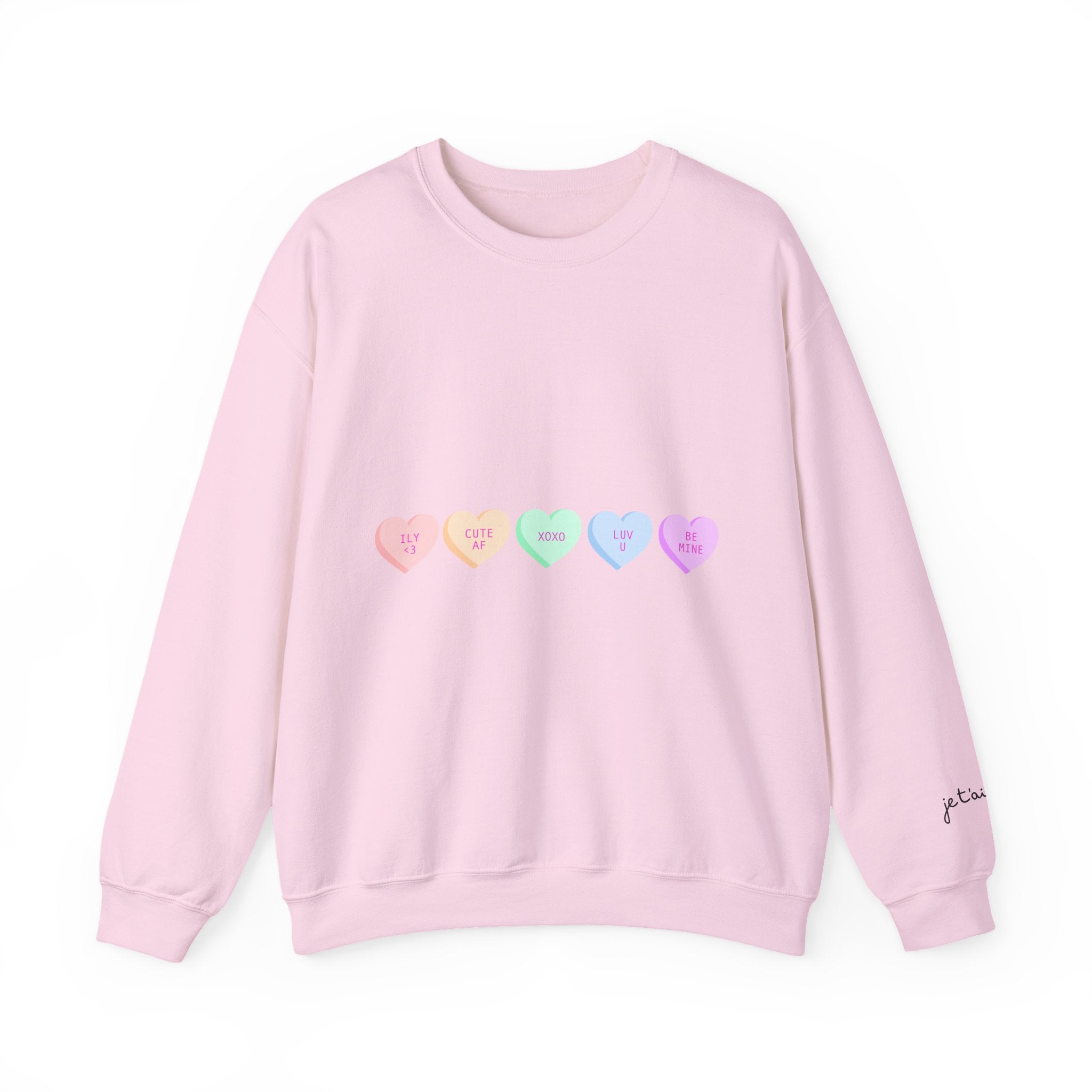 Pastel Conversation Hearts Crewneck Sweatshirt