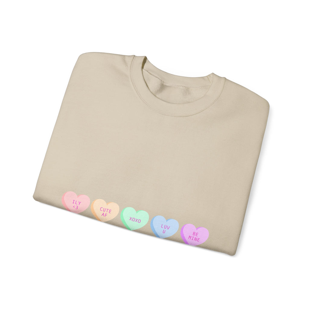 Pastel Conversation Hearts Crewneck Sweatshirt