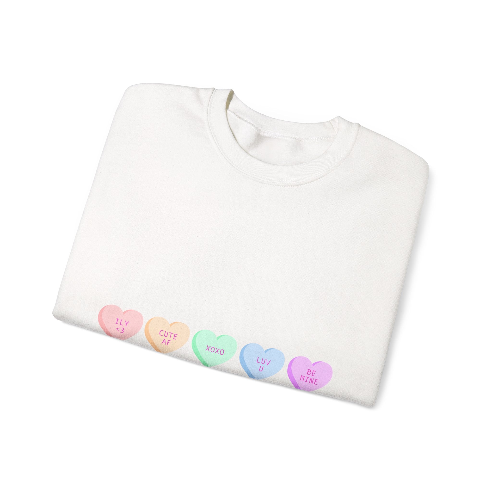 Pastel Conversation Hearts Crewneck Sweatshirt