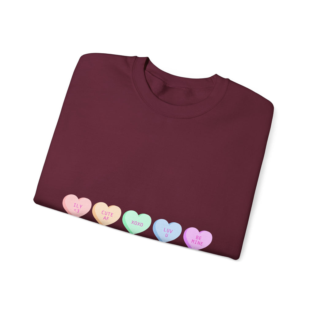 Pastel Conversation Hearts Crewneck Sweatshirt