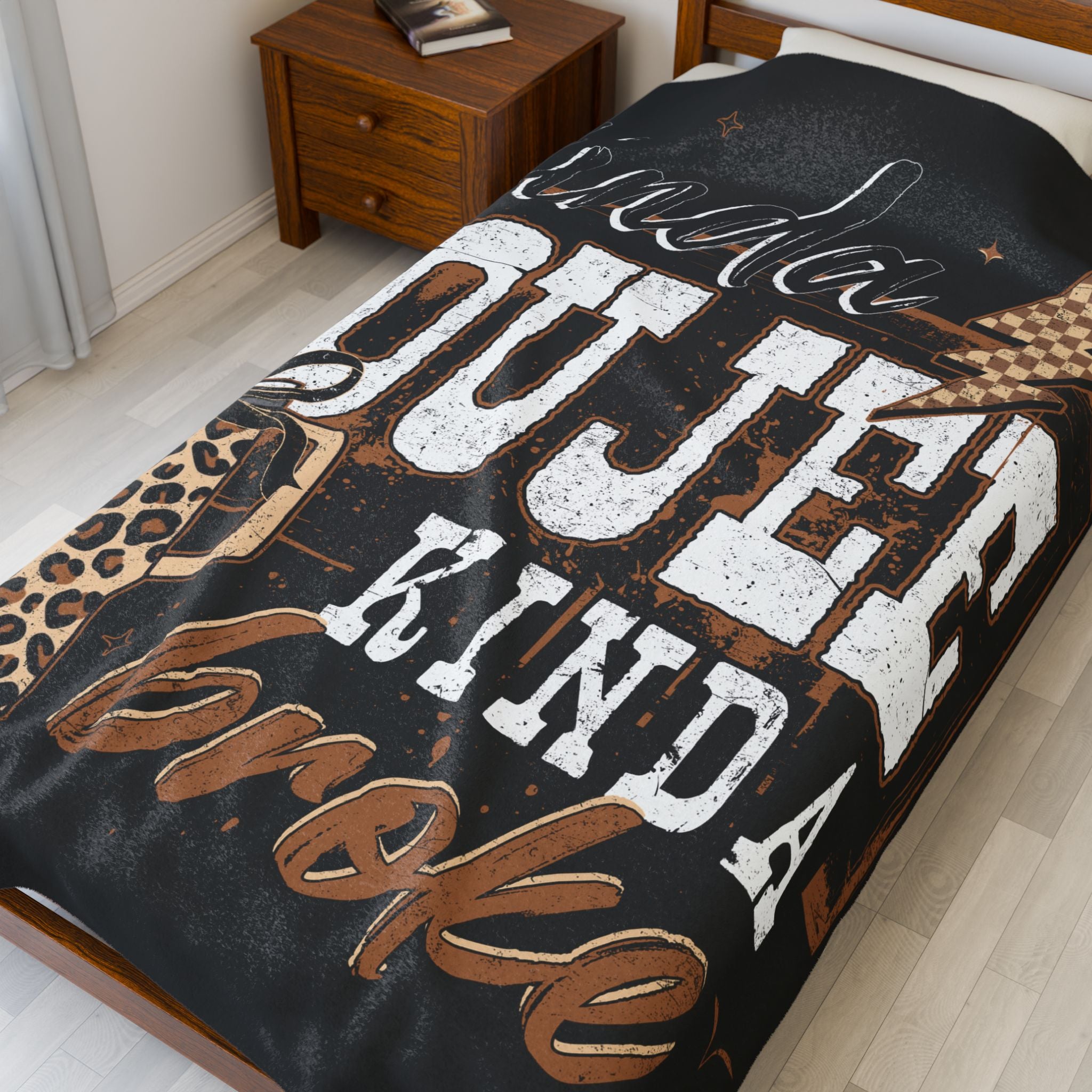 Velveteen Plush Blanket — "Kinda Boujee Kinda Broke" Leopard Gift Throw