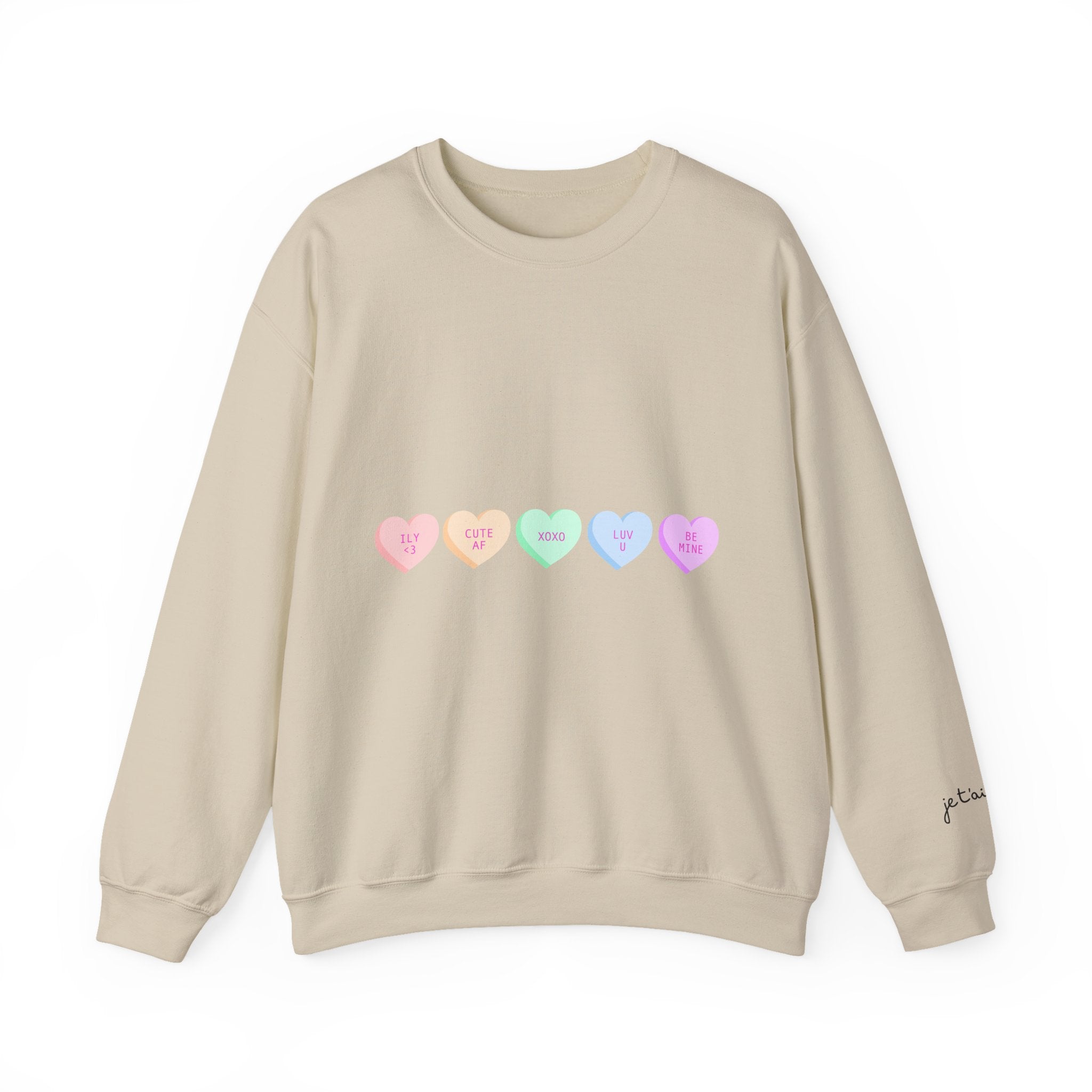 Pastel Conversation Hearts Crewneck Sweatshirt
